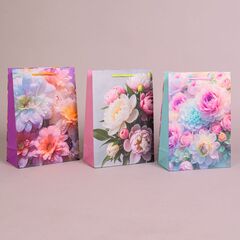 Пакет подарочный M вертикальный, Цветы, МИКС, 22*31*10 см (Д*В*Ш), 1 шт.