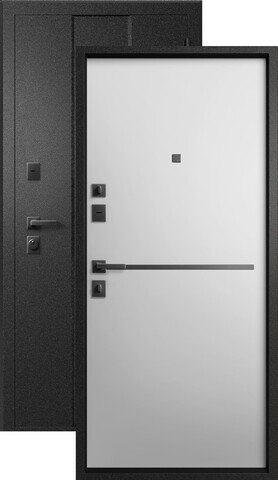 Теплая дверь входная Эталон М-7 (2025), 2 замка, 1,4 мм металл, (черный букле+белый грунт)