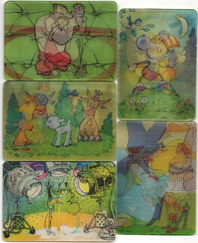 № 92 Набор из 5 переливных (стерео) Календариков . Мультфильмы СССР 1981 год.