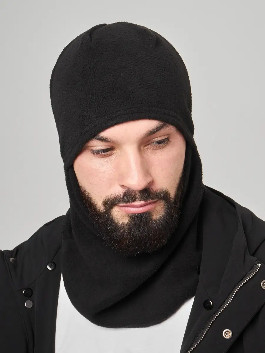 Балаклава мужская женская флисовая черная теплая зимняя, шапка капюшон снуд баф спорт под шлем осень