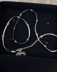 Колье цепочка длинная с логотипами CHANEL