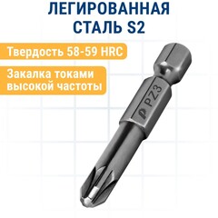 Бита отверточная ПРАКТИКА Профи PZ-3 х 50мм (2шт) (035-752)