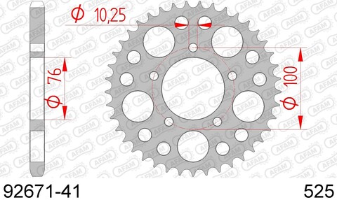 92671-41 звезда задняя (ведомая) стальная, 525, AFAM