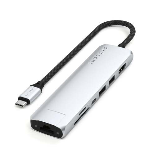 USB-хаб Satechi 7-в-1 USB-C Slim Multiport Adapter 4K Ethernet, серебряный