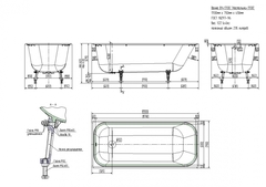 ВАННА ЧУГУННАЯ НОСТАЛЬЖИ 170х75 С РУЧКАМИ