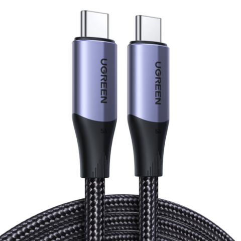 Кабель UGREEN US355 USB-C 3.1 M/M Gen2 5A Cable в оплетке 1м, черный