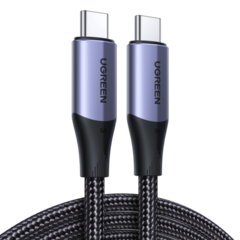 Кабель UGREEN US355 USB-C 3.1 M/M Gen2 5A Cable в оплетке 1м, черный