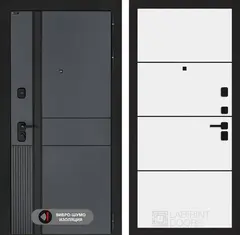 Входная металлическая дверь Лабиринт Evolab (Эволаб) Velluto Oscuro 25 Белый софт (матовый, без текстуры), черные молдинги