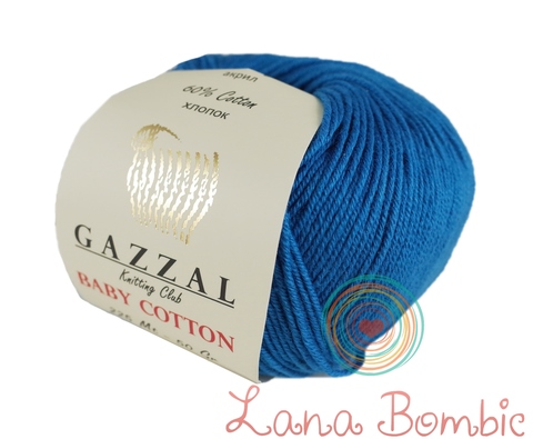 Пряжа Gazzal Baby Cotton 3428 ярко-голубой