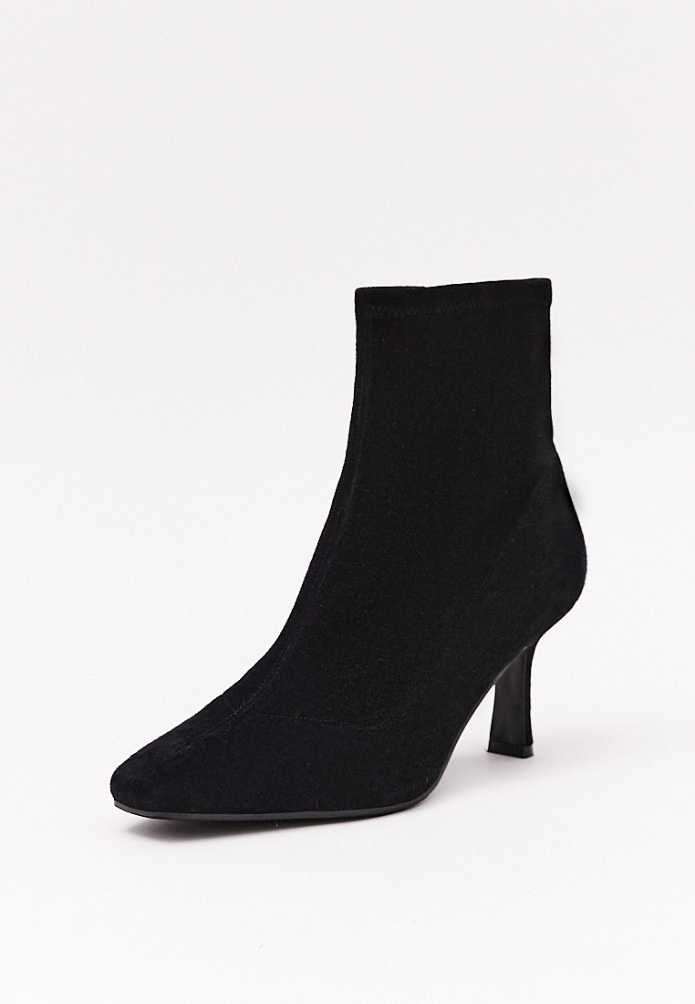 Ботильоны замшевые с округлым мысом, черный