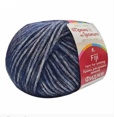 Пряжа "Фиджи", 20% мериносовая шерсть, 60% хлопок, 20% акрил, 50 г - 95 м, темно-синий