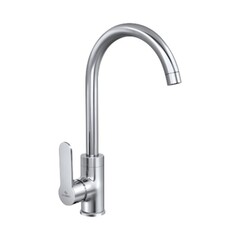 Смеситель СЛАВЕН СЛ-ОД-Ф22 серия Коттедж для мойки, однорычажный, картридж 35мм, цанга/гайка, гибкая подводка 50мм, высокий излив