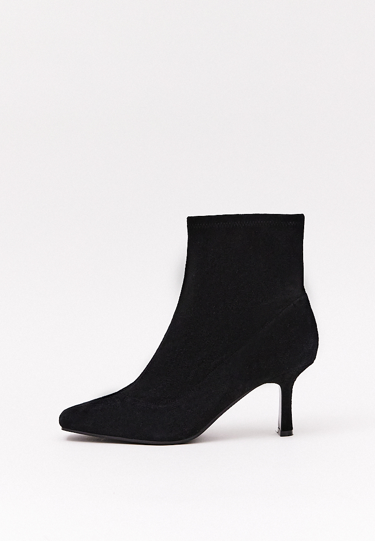 Ботильоны замшевые с округлым мысом, черный