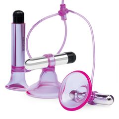 Фиолетовая вибропомпа для клитора и сосков Vibrating Nipple Suckers with Clitoral Pump and Quick Release - 