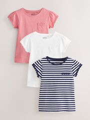 Футболка для девочки Next AG5-835, 3 шт., Розовый, Синий, Белый