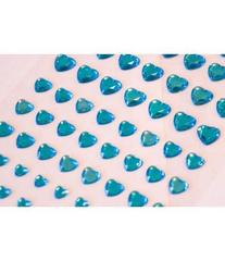 Стразы самоклеющиеся сердечки разного размера 84 шт голубые