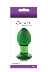 Зеленая стеклянная анальная пробка Crystal Medium - 7,5 см. - 