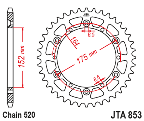 Звезда ведомая алюминиевая JTA853 49BLK