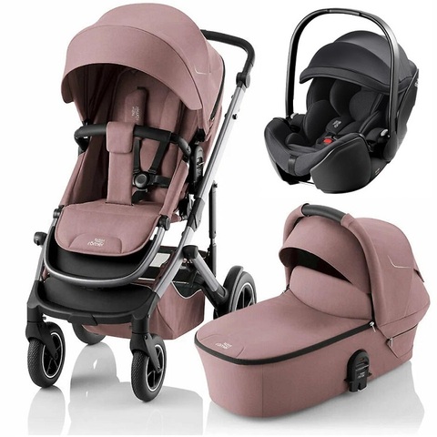 Детская коляска 3в1 Britax Roemer Smile 5Z Dusty Rose + Baby-Safe Pro Classic | Deep Black