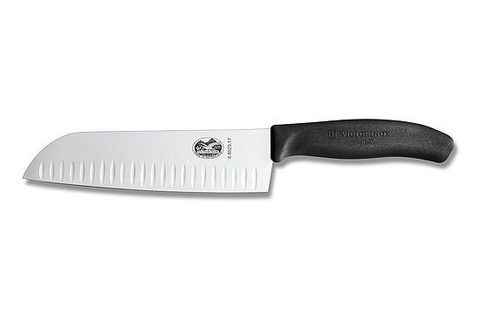 Нож кухонный Victorinox Santoku, 17 см, чёрный  (6.8523.17)