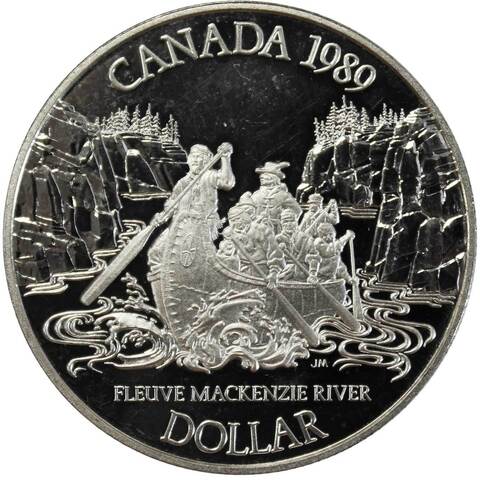 1 доллар. Река Маккензи. Канада. 1989 г. PROOF. Серебро