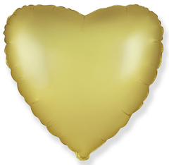 Шар сердце сатин золото