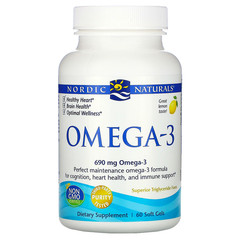 Nordic Naturals, Омега-3, с лимонным вкусом, 690 мг, 60 капсул
