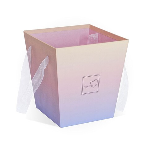 Коробка Для Цветов «Трапеция» Градиент Розовая, 17см*17см*18см, 1 шт.