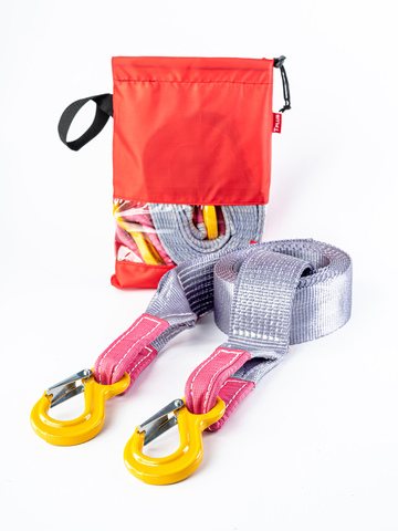 Буксировочный эластичный ремень Tplus "Туризм"  7 тонн, 6 метров, крюк-крюк + мешок