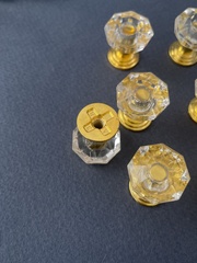 Ручка для шкатулки , цвет прозрачный с золотым, пластиковые, 1,9*2,2 см, набор 10 шт.