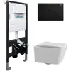 Abber Rechteck AC1201-AC0105-AC0121MB Комплект подвесной Унитаз AC1201 белый с инсталляцией AC0105 и кнопкой AC0121MB Черный