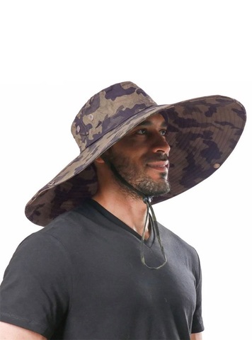 Картинка шляпа Skully Wear extra wide Brim khaki camo - 11