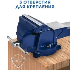 Тиски слесарные поворотные КОБАЛЬТ ширина губок 200 мм, захват 220 мм, 35 кг, наковальня (246-005)