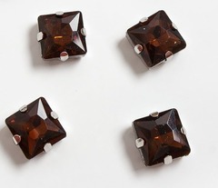 Стразы пришивные стекло в оправе, ш. 12 мм, темно-коричневый