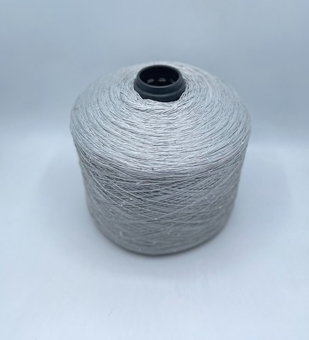 Бобинная пряжа (пр.Италия),Linette Pailletes, 450/100гр, 80% Лен, 20% Полиэстер(пайетка), цвет-Иней+пайетка. арт.36727