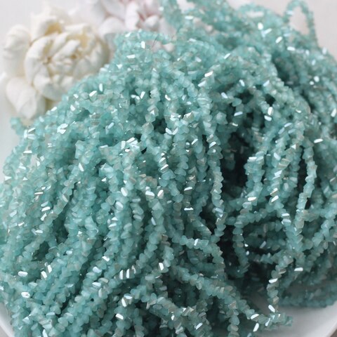 Хрусталь (стекло) граненный, аквамариново-мятный 4*3 мм, 1 нить, С031