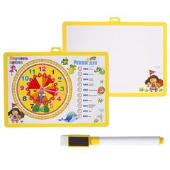Доска магнитно-маркерная Alingar, 245х340 мм, "Изучаем время", двухсторонняя, с часами, маркер с губкой, с подвесом, ассорти