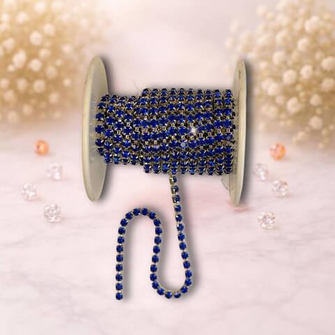 стразовая лента 3,5мм ,синий-серебро (1м)