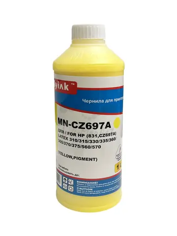 Чернила MyInk для HP 831, CZ697A для Hewlett Packard Latex 310, 315, 330, 335, 360, 365, 370, 375, 560, 570 1л, yellow Pigment