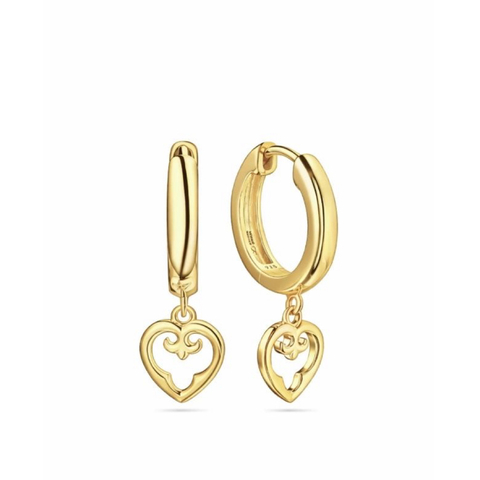 Серьги Миниатюры Сердце Желтое Золото