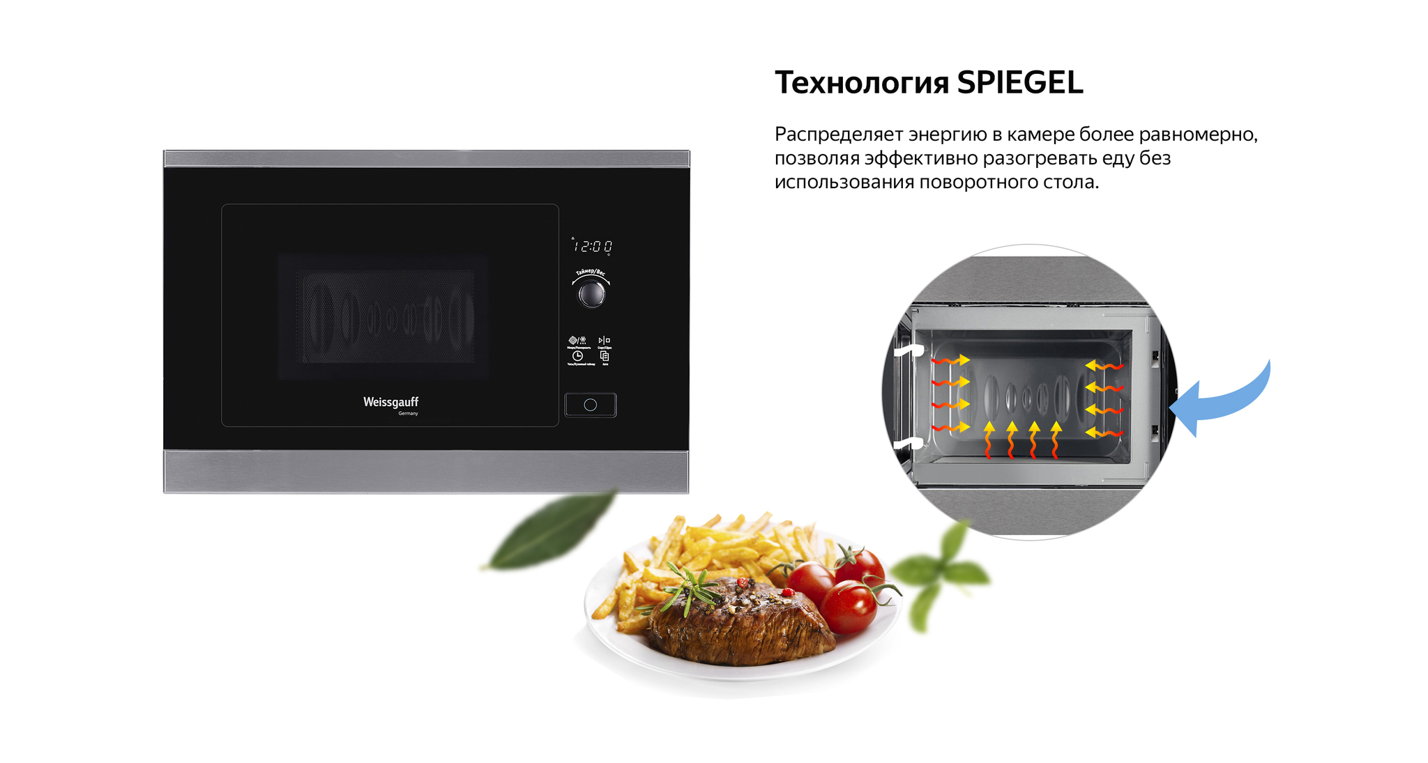 Встраиваемая микроволновая печь Weissgauff HMT-207 - купить в Москве на  Qkitchen