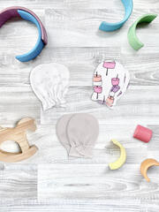 Рукавички-антицарапки Mjölk Маршмэллоу/Hello Mommy/White Sand, сет из 3х пар