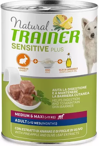 Trainer NAT.SENSITIVE PLUS консервы гипоалл. рацион д/взр.собак средн.и крупн.пород (кролик) 400гр