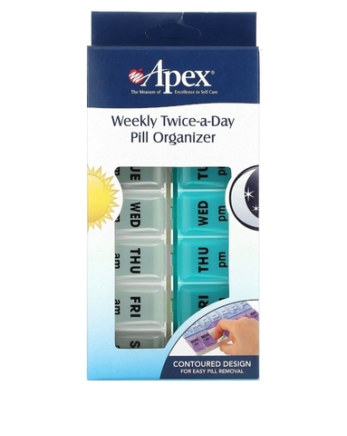 Apex, Органайзер для таблеток на неделю с учетом приема два раза в день, 1 таблетница