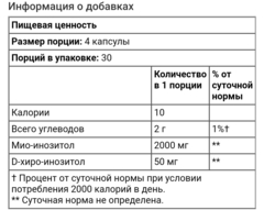 Fairhaven health, мио-инозитол и D-хиро-инозитол, 120 капсул
