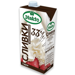 Сливки натуральные 33% Элакто 1 литр.