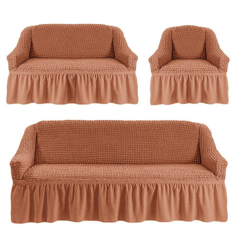 Чехлы на трехместный диван и двухместный диван +кресло,песочный