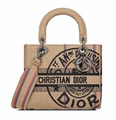 Сумка женская Dior Lady D-lite, модель среднего формата бежевый