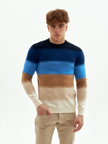 Джемпер MasQ 12 комбо синий-коричневый-слоновая кость