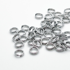 Колечки двойные, цвет серебро (родий), диаметр 5 мм, цена за 2 грамма (около 20 штук)